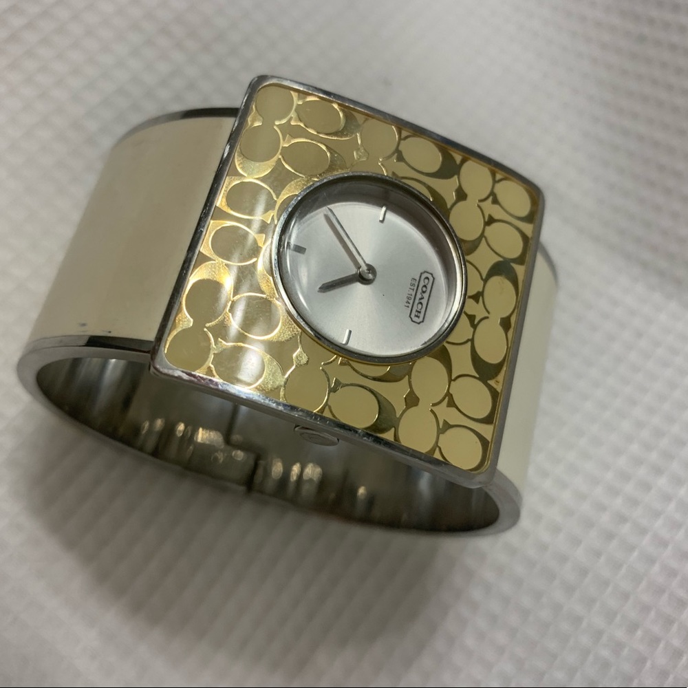 Coach Bangle Enamel Stainless Steel Watch Quartz